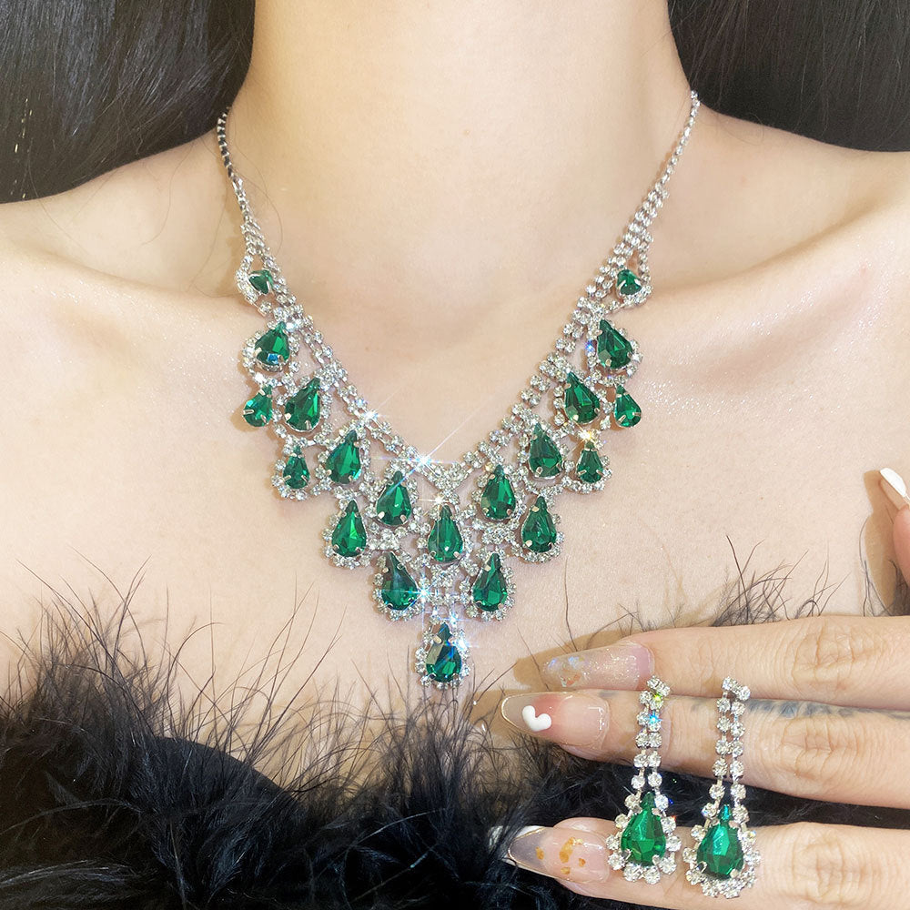 Retro Easy Matching Rhinestone Drop Tassel Necklace Suit