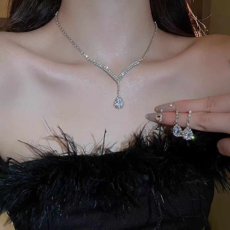 Long Fringe Necklace Two-piece Earrings Set