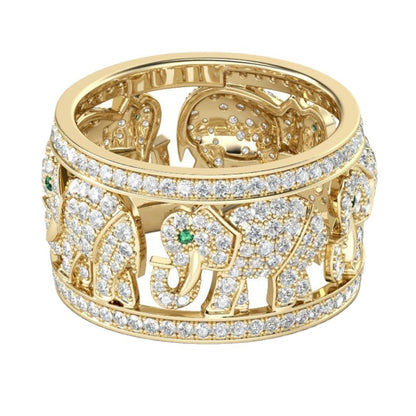 Full Diamond Elephant Ring Creative European And American Popular Ornament