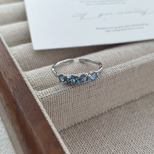 S925 Sterling Silver Irregular Texture Ring Niche High-grade Zircon Index Finger Ring