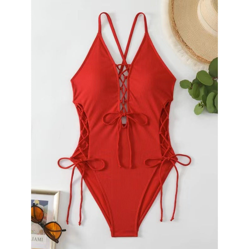 European And American Sexy Backless Siamese Bikini Swimsuit