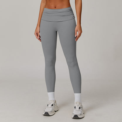 Fold High Waist Yoga Pants Women's Cloud-feeling Belly Contracting And Hip Lifting Sports Pants