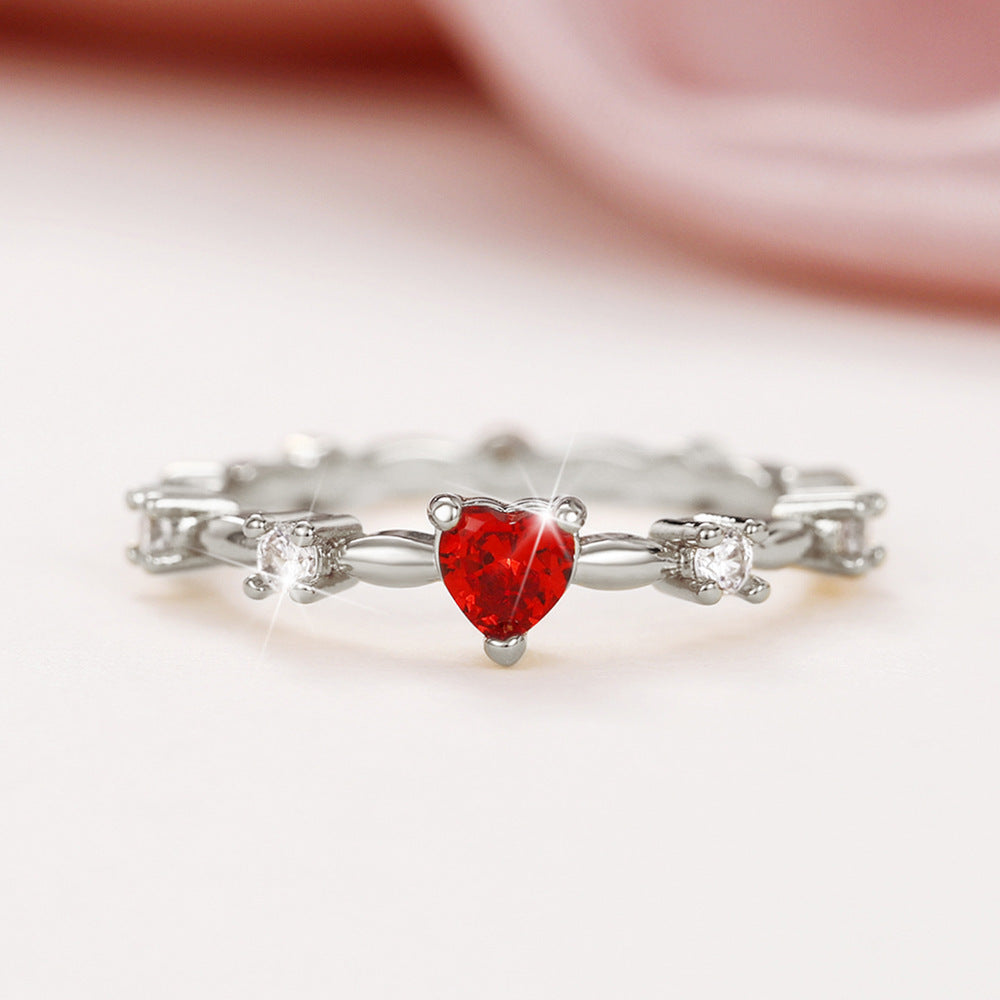 Women's Fashion Personalized Zircon Peach Heart Ring