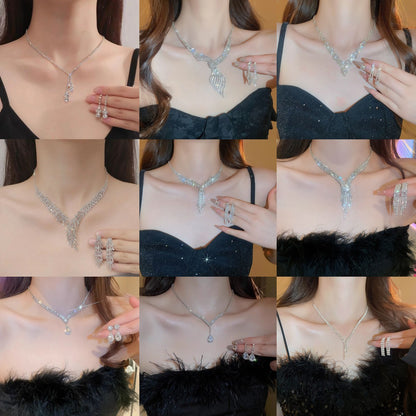 Long Fringe Necklace Two-piece Earrings Set
