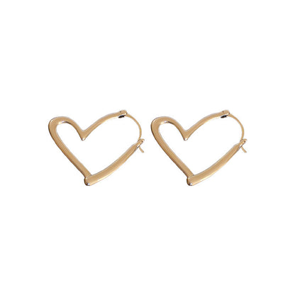 Silver Needle Metallic Heart-shaped Geometric Earrings