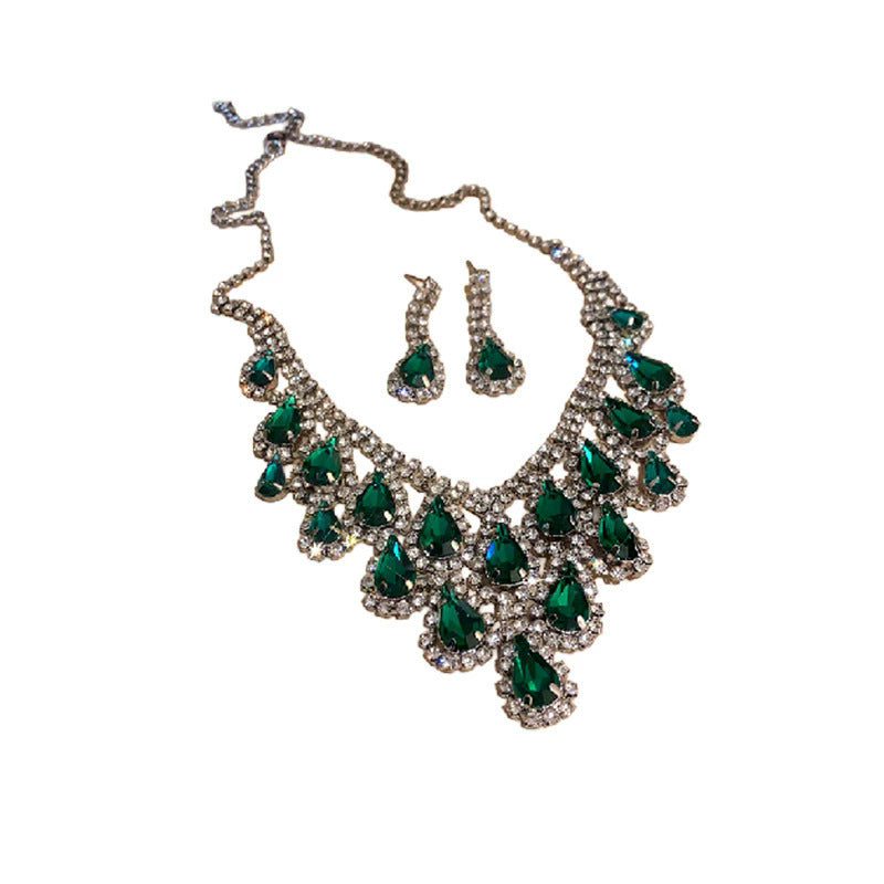 Retro Easy Matching Rhinestone Drop Tassel Necklace Suit