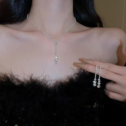 Long Fringe Necklace Two-piece Earrings Set