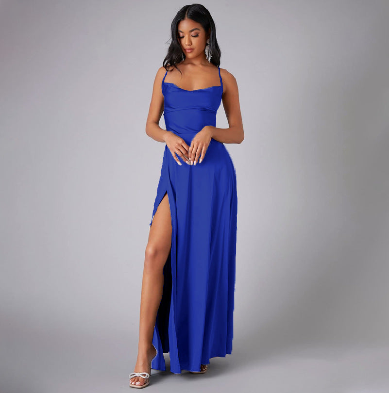Elegant Satin Bodycon Dress – Backless Slim Fit Party Wear