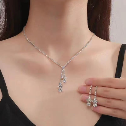 Long Fringe Necklace Two-piece Earrings Set