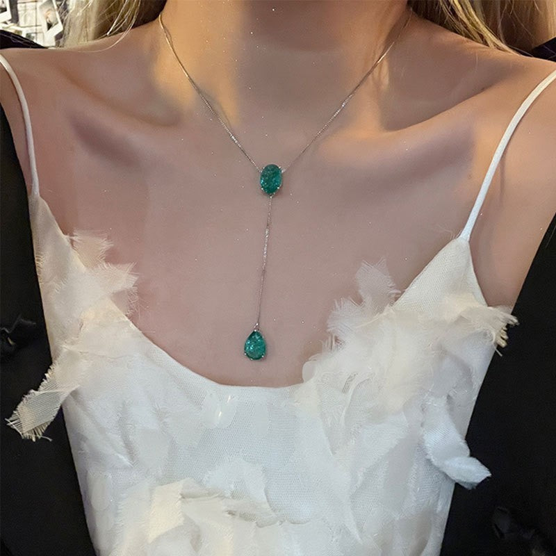 Retro Easy Matching Rhinestone Drop Tassel Necklace Suit