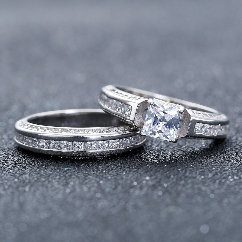 Zircon Gold-plated Ring Geometric Alloy