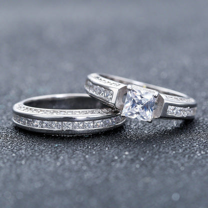 Zircon Gold-plated Ring Geometric Alloy