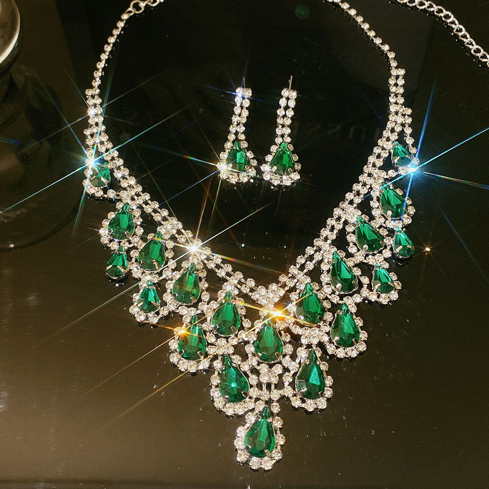 Retro Easy Matching Rhinestone Drop Tassel Necklace Suit