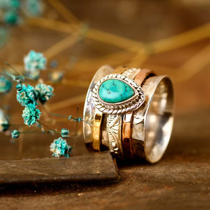 Retro Green Pine Three-color Men's And Women's Rings
