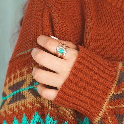 Retro Green Pine Three-color Men's And Women's Rings