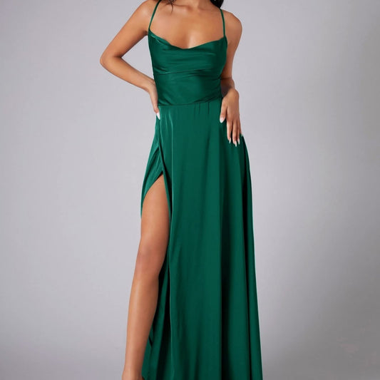Elegant Satin Bodycon Dress – Backless Slim Fit Party Wear