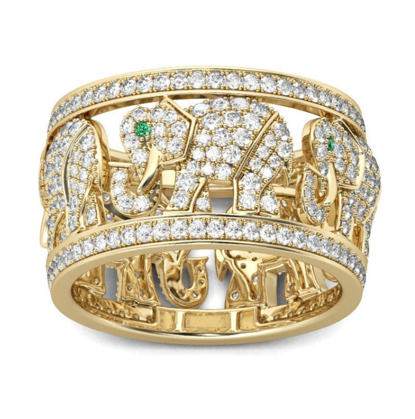 Full Diamond Elephant Ring Creative European And American Popular Ornament
