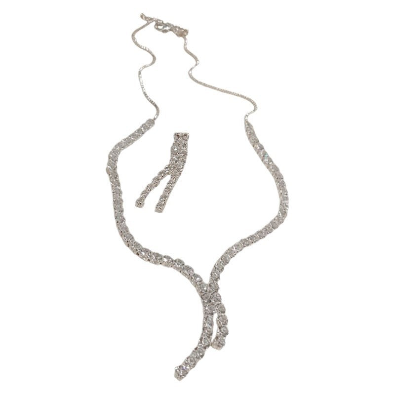 Long Fringe Necklace Two-piece Earrings Set