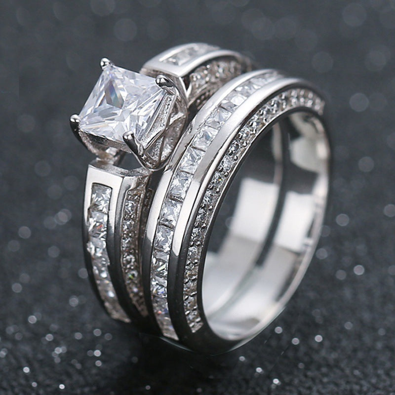 Zircon Gold-plated Ring Geometric Alloy