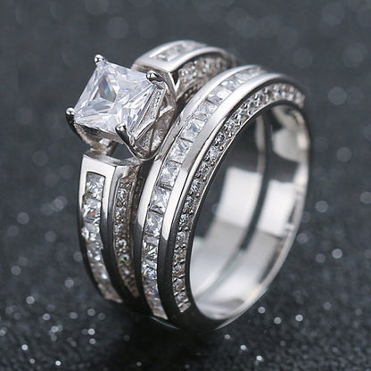 Zircon Gold-plated Ring Geometric Alloy