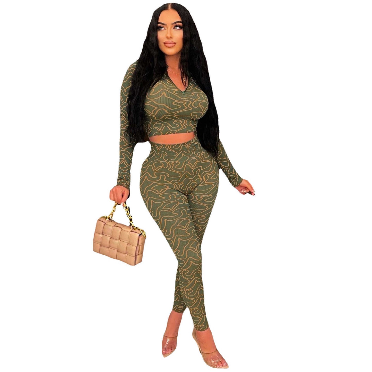 Fashion Casual Suit Geometric Printing Two-piece Set