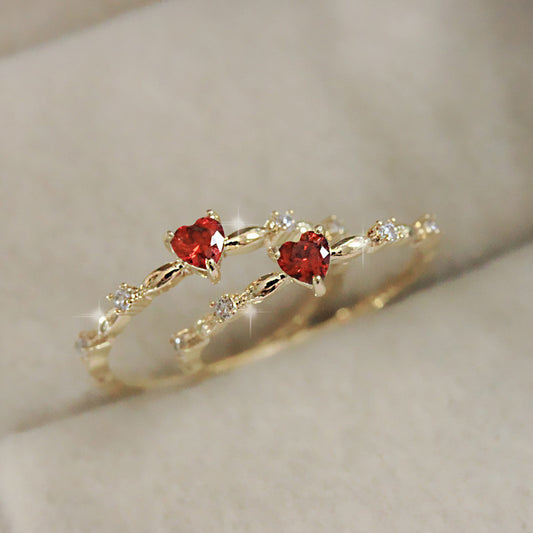 Women's Fashion Personalized Zircon Peach Heart Ring