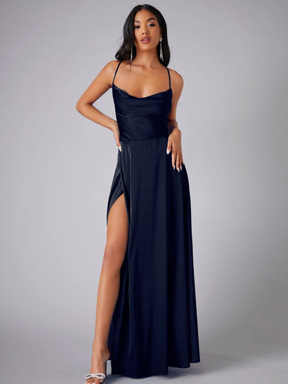 Elegant Satin Bodycon Dress – Backless Slim Fit Party Wear
