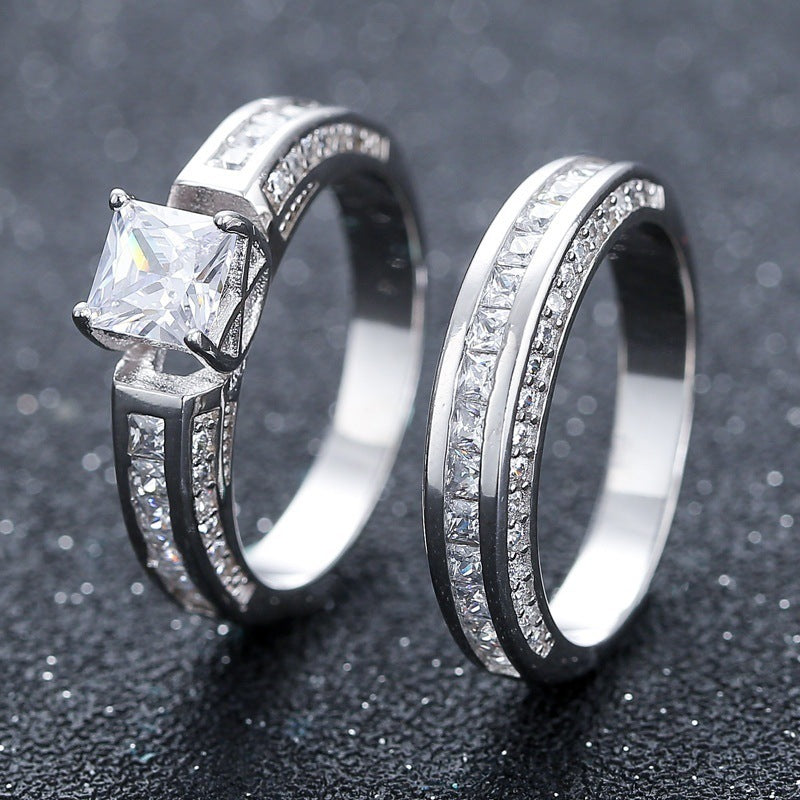 Zircon Gold-plated Ring Geometric Alloy