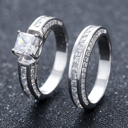 Zircon Gold-plated Ring Geometric Alloy