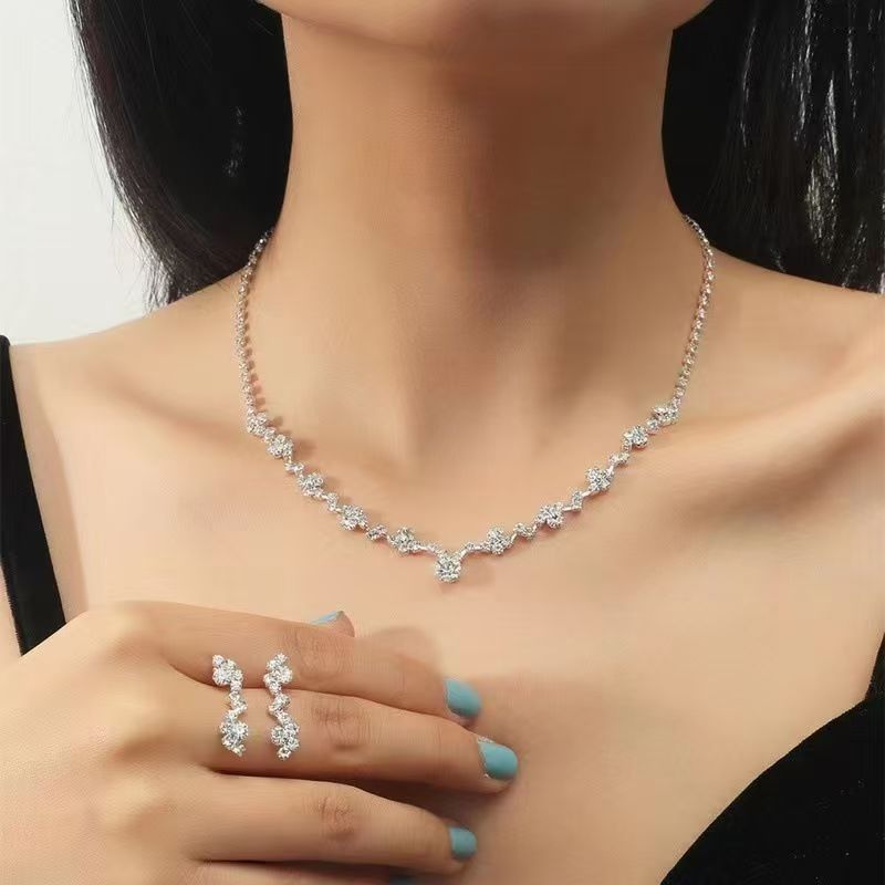 Long Fringe Necklace Two-piece Earrings Set