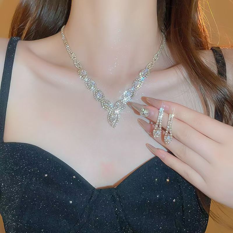 Long Fringe Necklace Two-piece Earrings Set