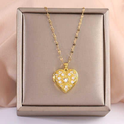 Loving Heart Zircon Openable Pendant Necklace